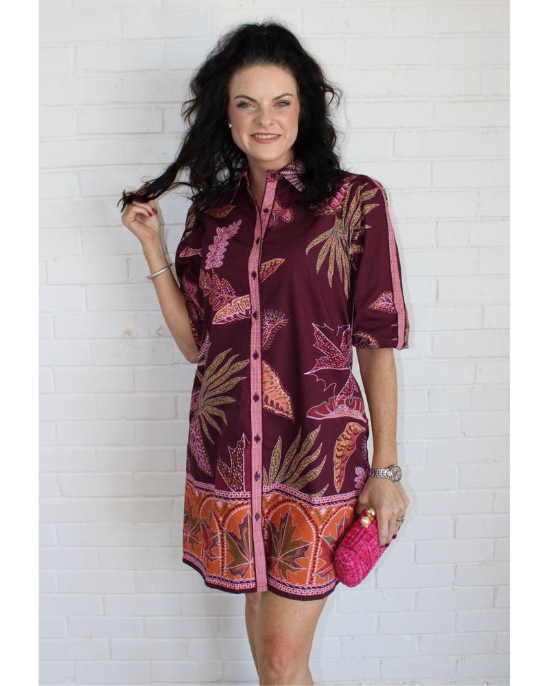 Ava Dress- Wine Flora
