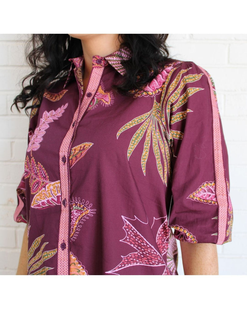 Ava Dress- Wine Flora