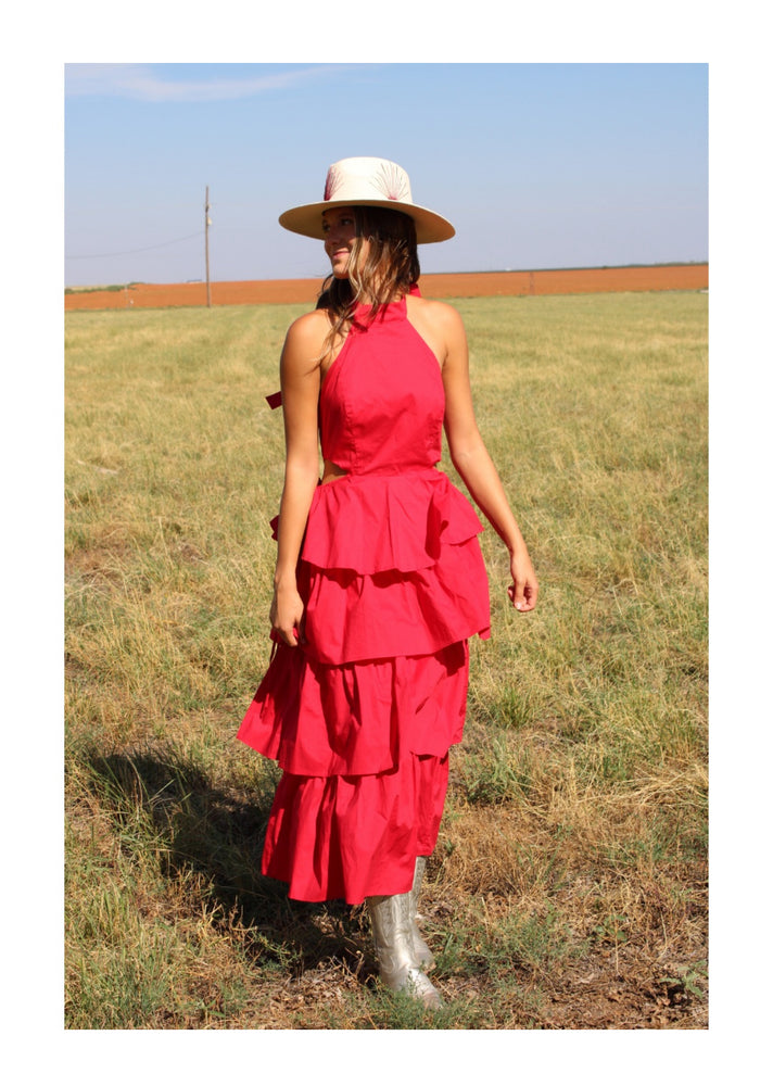 Red hot Ruffle Dress