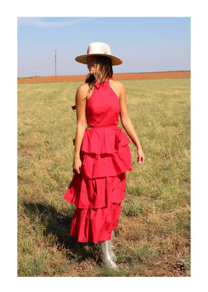 Red hot Ruffle Dress