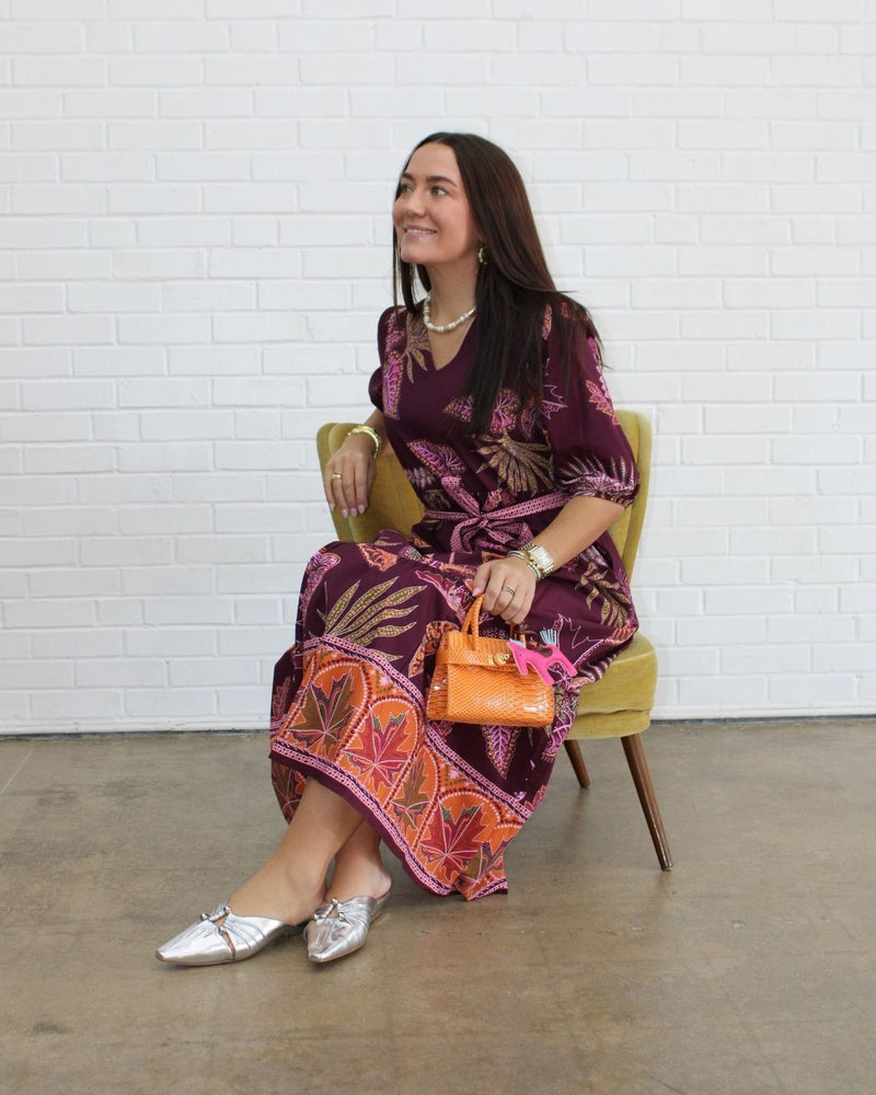 Molly Dress- Wine Flora