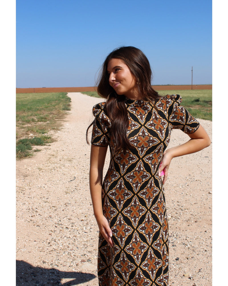 Jacquard Sweater Midi Dress