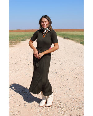 Dark Olive Sweater Dress