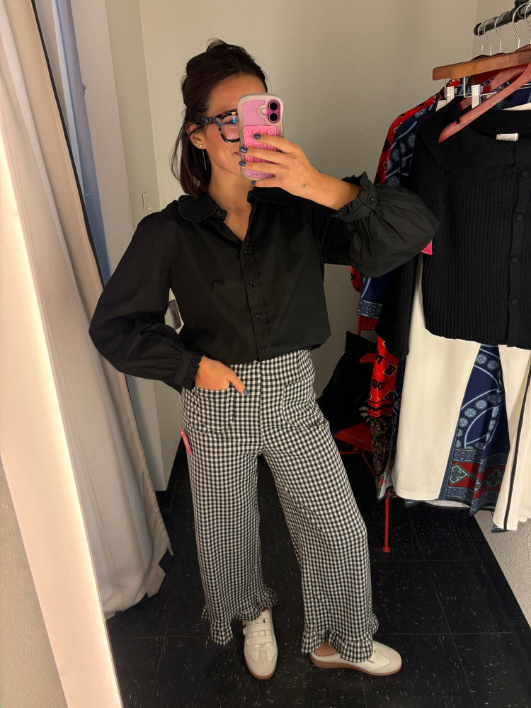 Ruffle Collar Button Down