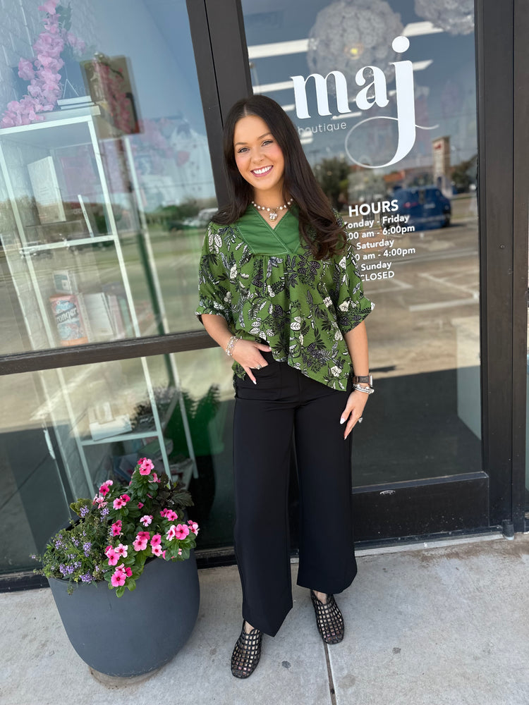 The Night Floral top- Green