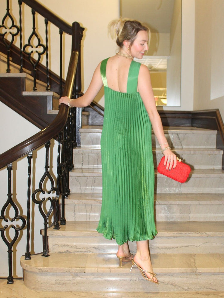 Pleated Halter Midi Dress