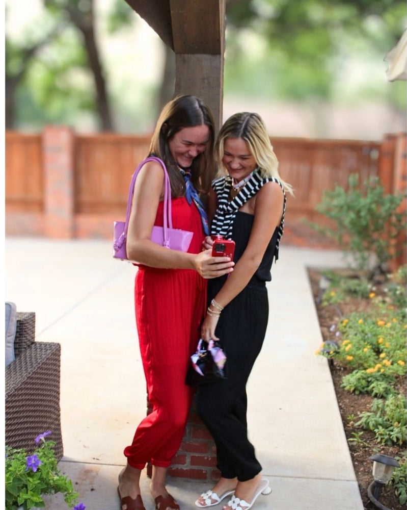 Strapless Elastic Banded Jumpsuit- Red