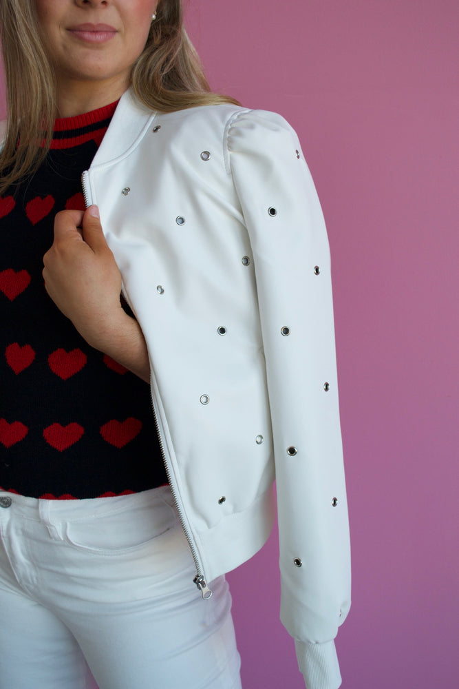 White Grommet Bomber