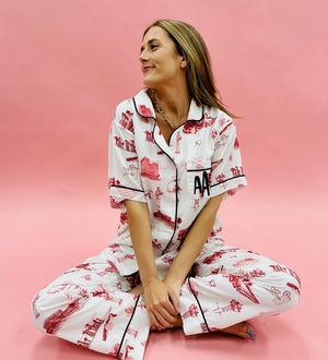 Lubbock Katie Kime Toile Pant PJ Set - Red