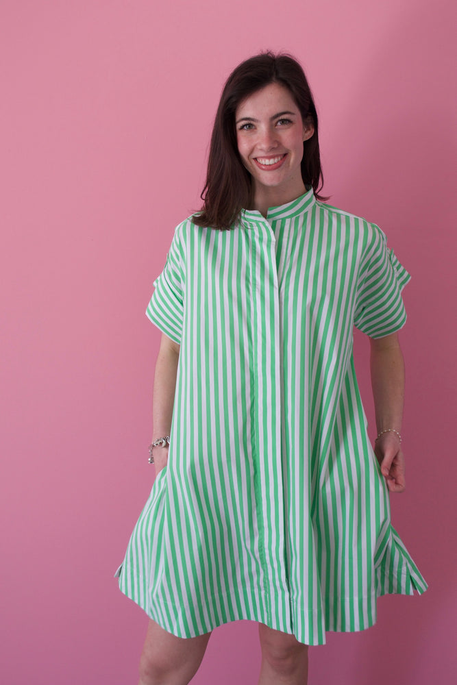 Margot Dress - Green Stripe