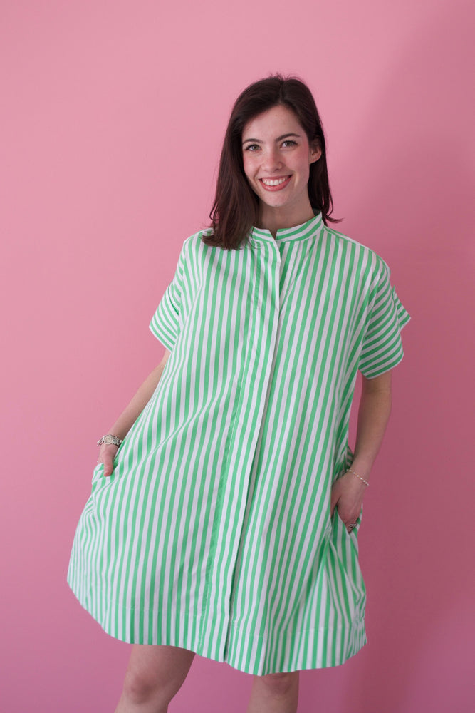 Margot Dress - Green Stripe