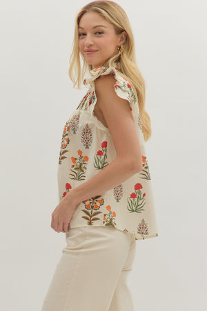 Cream Floral Top