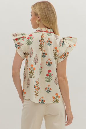 Cream Floral Top