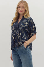 The Night Floral top- Navy