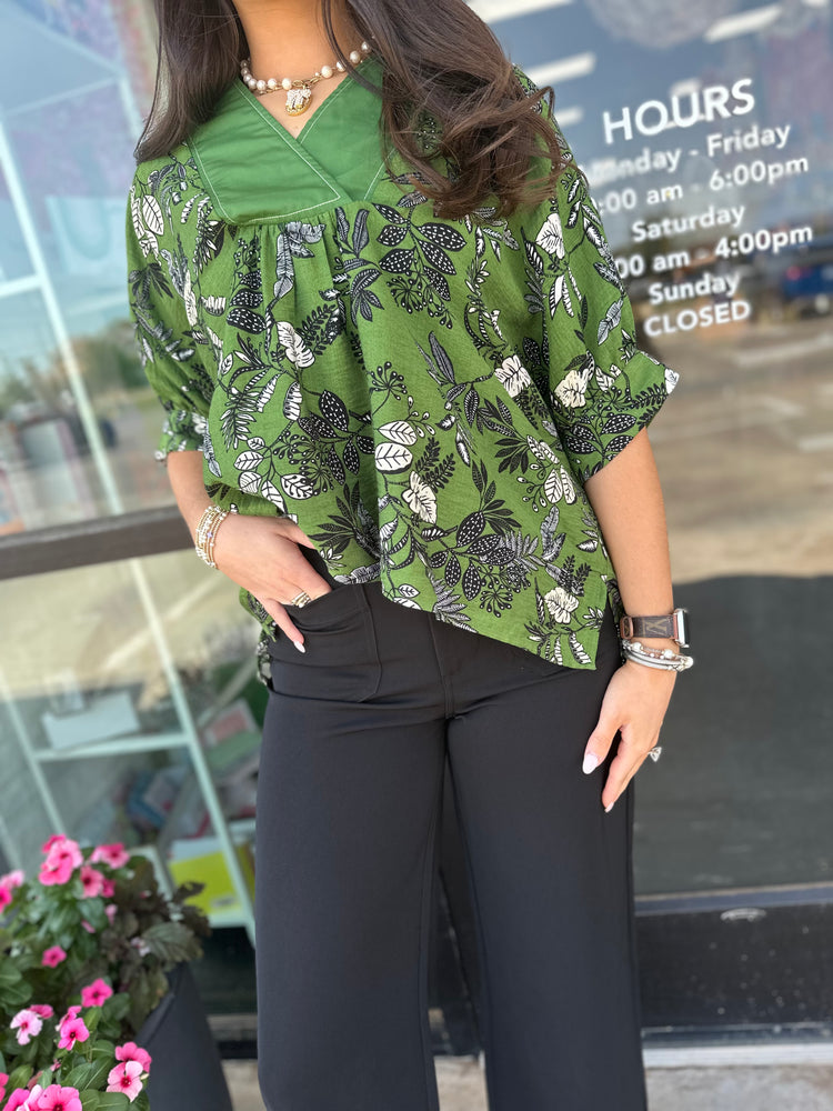 The Night Floral top- Green