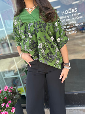The Night Floral top- Green