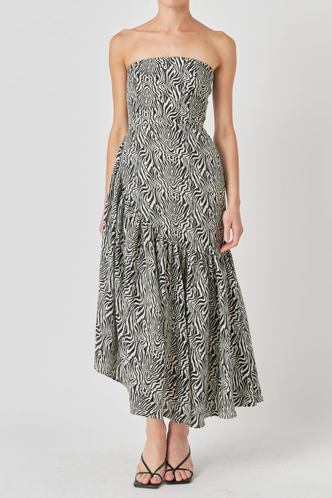 The Zebra Drop Waist Maxi Dress