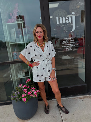 Polka Dot Kimono Short Set