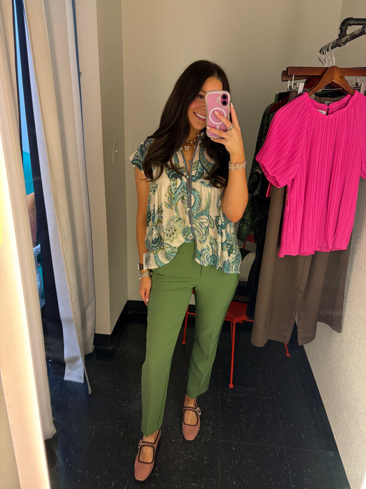 Green Floral Blouse