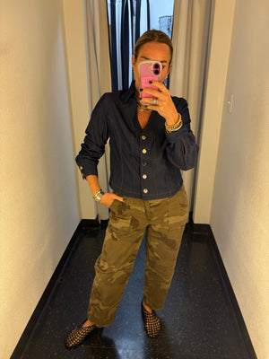 Top-Stitch Denim Top