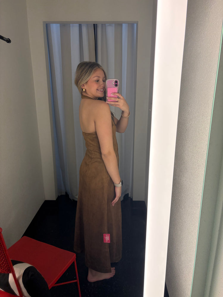 Suede Fitted Midi Dress