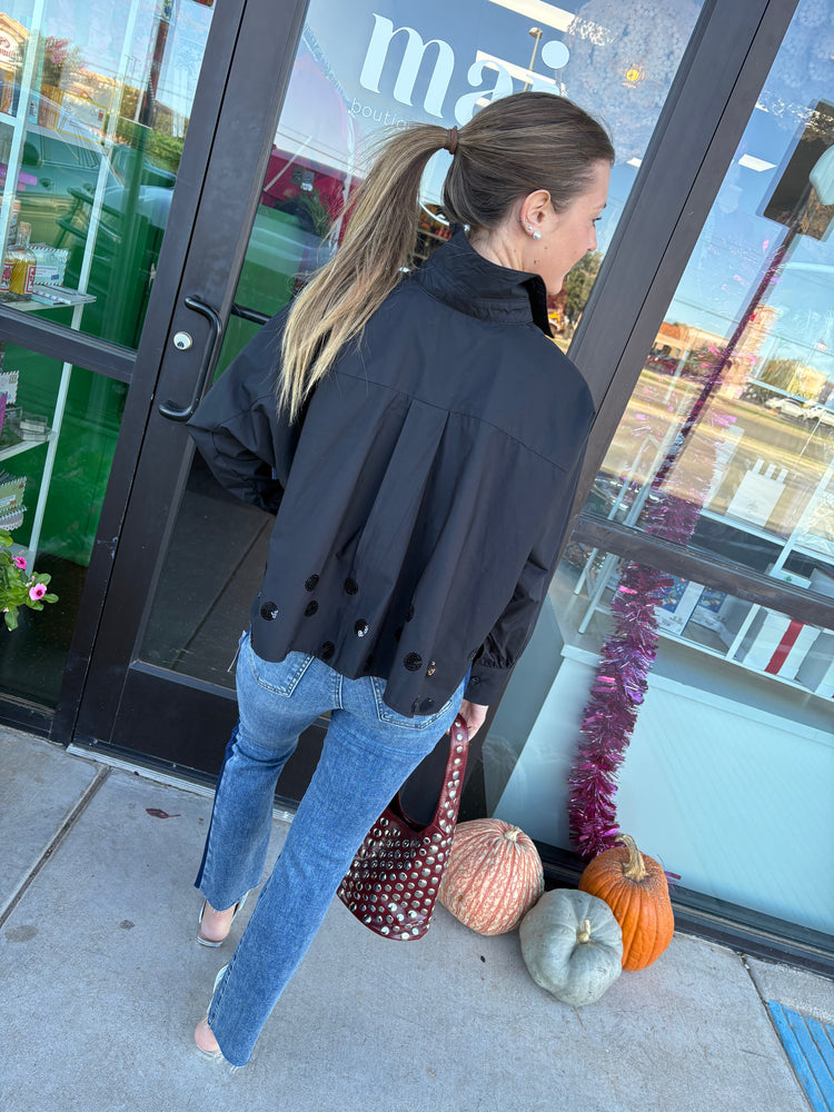 Abby Swing Sequin Top- Black