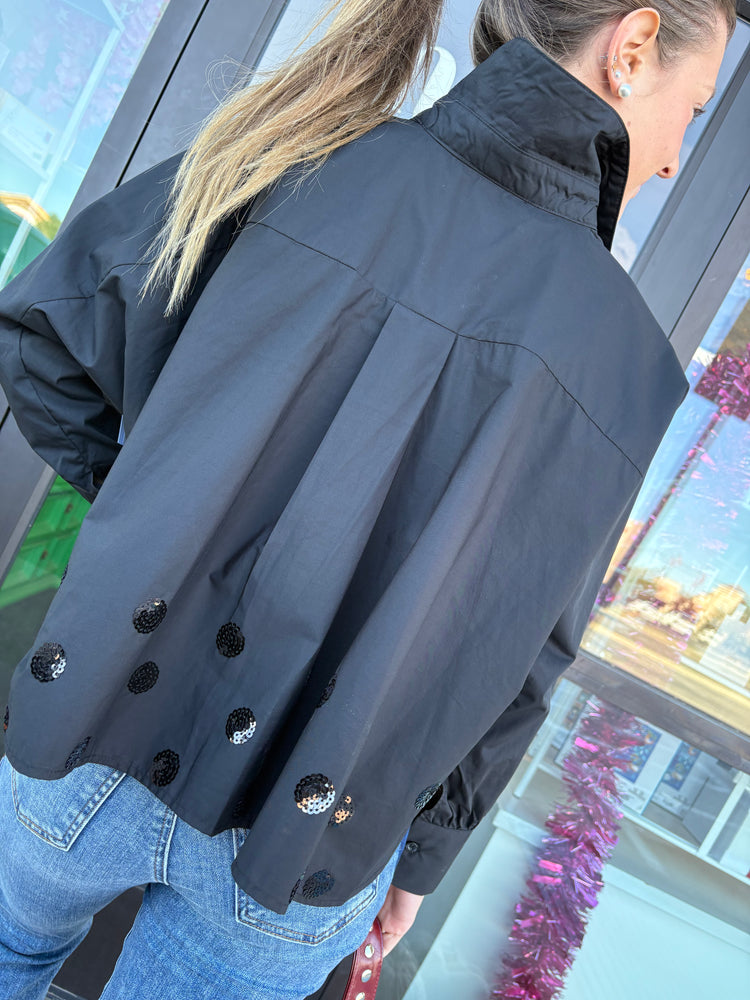 Abby Swing Sequin Top- Black