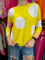 Yellow Sweater With White Polka Dots