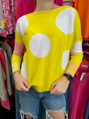 
            
                Load image into Gallery viewer, Yellow Sweater With White Polka Dots
            
        