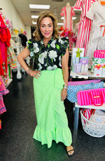 Whitney Wrap skirt - Gingham Neon Lime