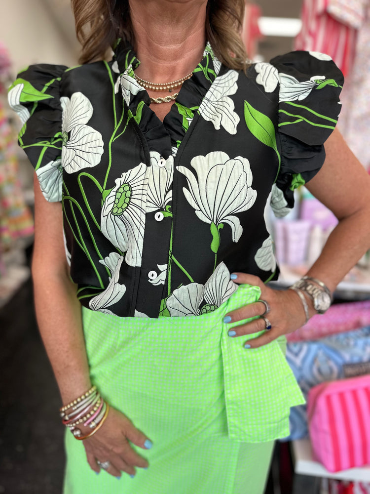 Pop of Green Blouse