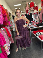 Plum Ruffled Midi Dress