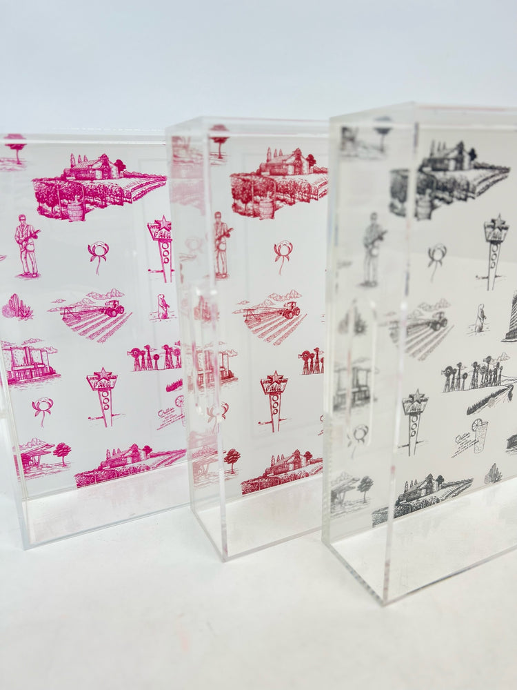 Lubbock Katie Kime Toile Lucite Tray - Magenta