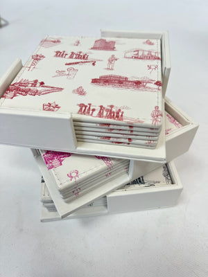 Lubbock Katie Kime Toile Coaster Set - Magenta