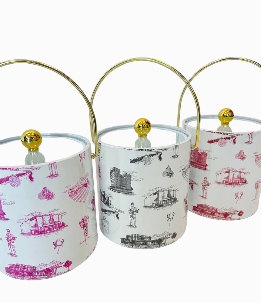 Lubbock Katie Kime Toile Ice Bucket - Red/Gold