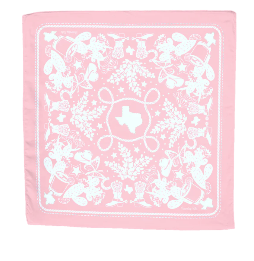 Texas Sun Embroidered Bandana - Pink