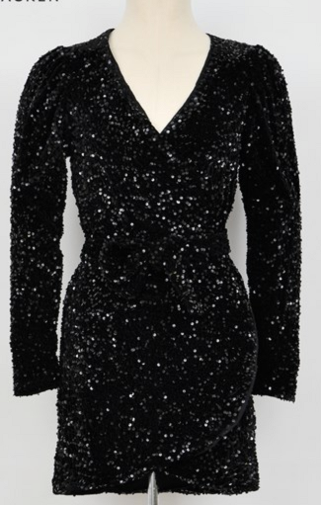 Velvet Sequin Wrap Dress