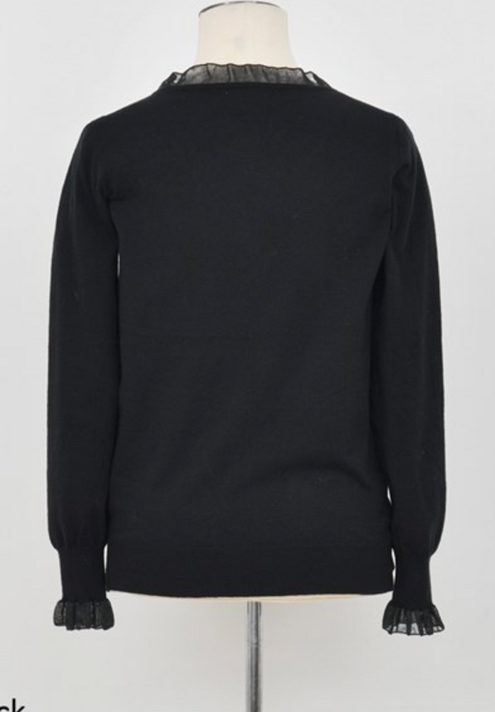 
            
                Load image into Gallery viewer, Ruffle Neck Black Sweater
            
        