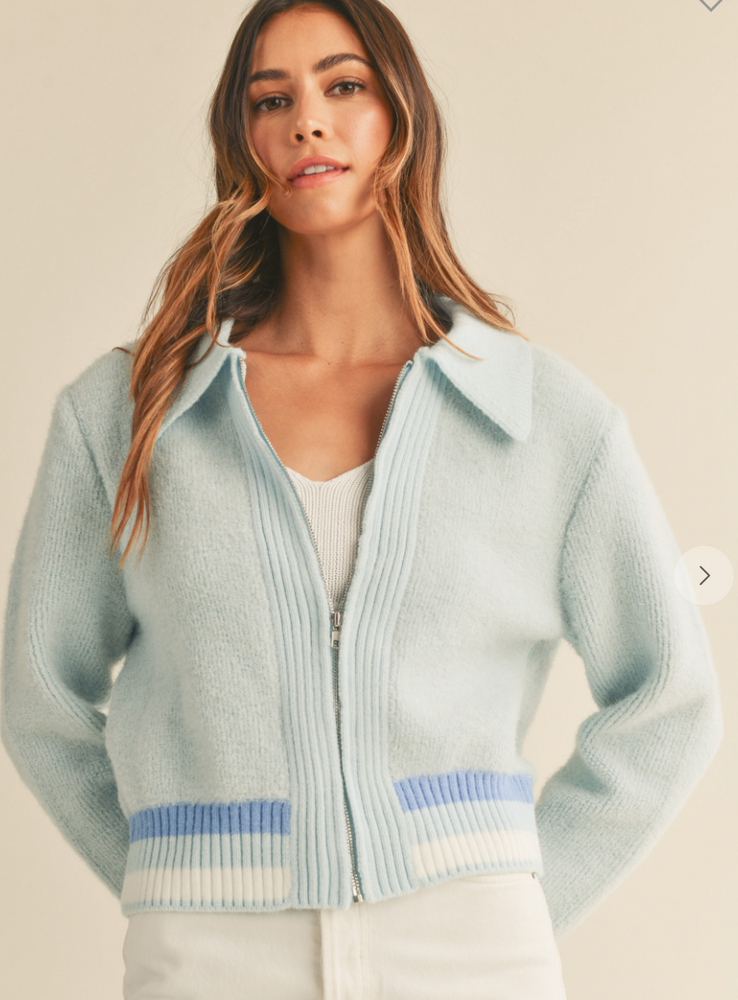 Fuzzy zip top up sweater