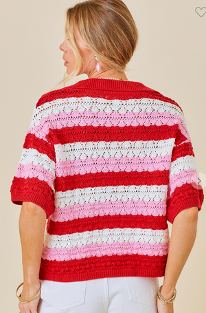 Crochet Top - Red/Pink