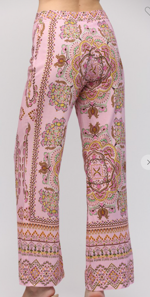 Border Print Linen Trousers