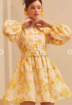 Floral Belted Dress - Yellow
