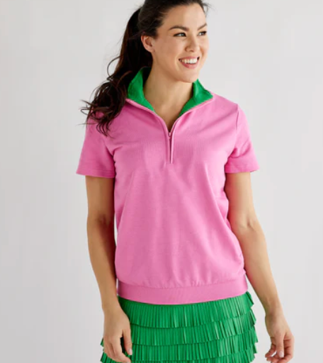 Club Short Sleeve 1/4 Zip Shirt - Pink