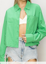 Poplin Crop Shirt - Green