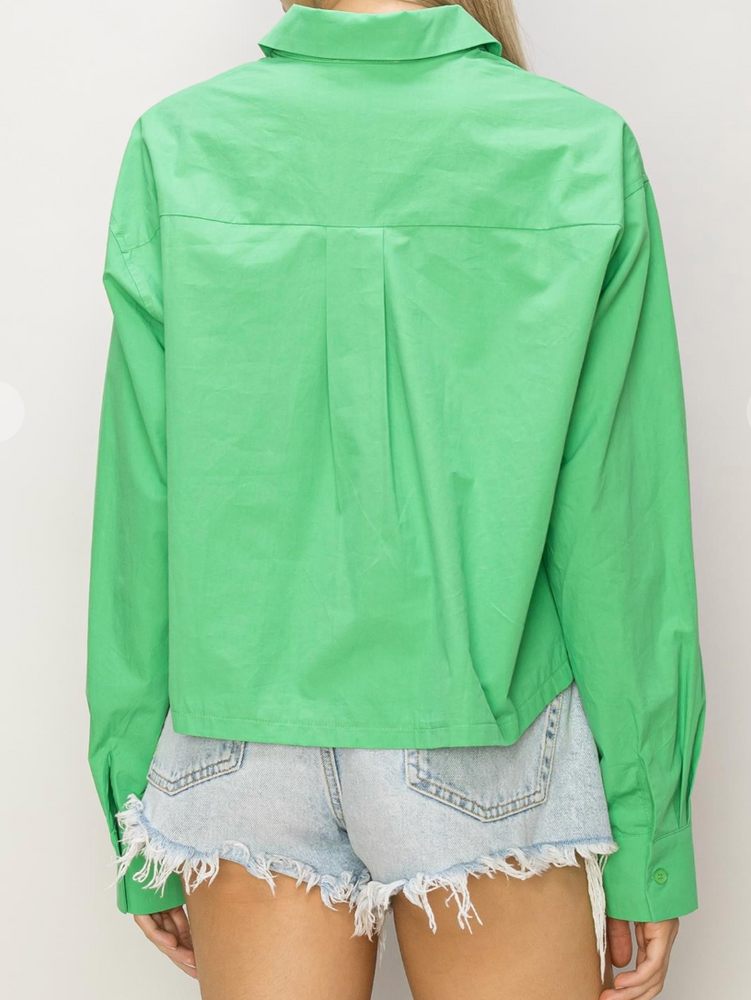 Poplin Crop Shirt - Green