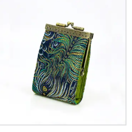 
            
                Load image into Gallery viewer, Brocade Peacock Card Holder - Blue/Gold
            
        