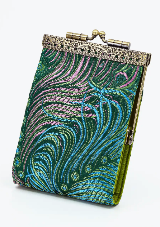 
            
                Load image into Gallery viewer, Brocade Peacock Card Holder - Teal/Pink
            
        