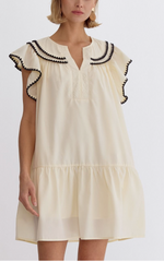 Flutter Sleeve Cream Dress