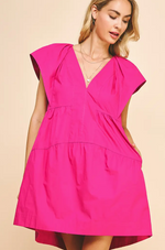 Sleeveless Tiered Mini Dress - Pink