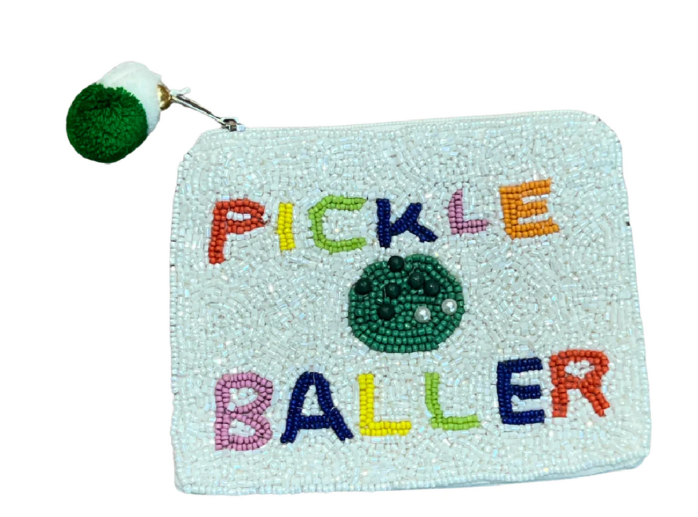 Pickle Baller Beaded Coin Purse - Large